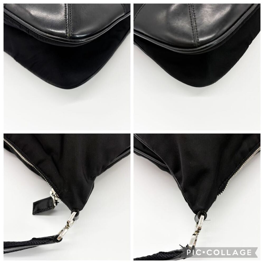 PRADA Pocono Tessuto leather shoulder bag black triangular white - Picture 6 of 9